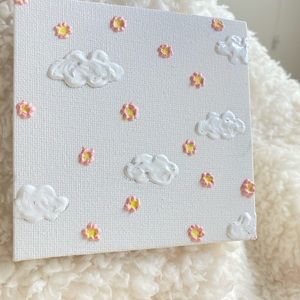 Pink floral cloud painting